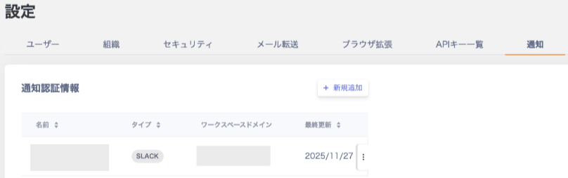 通知認証情報