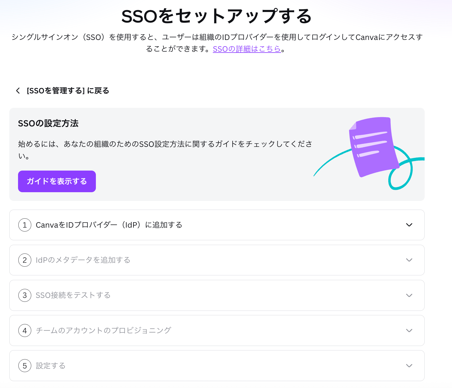SSOセットアップ画面
