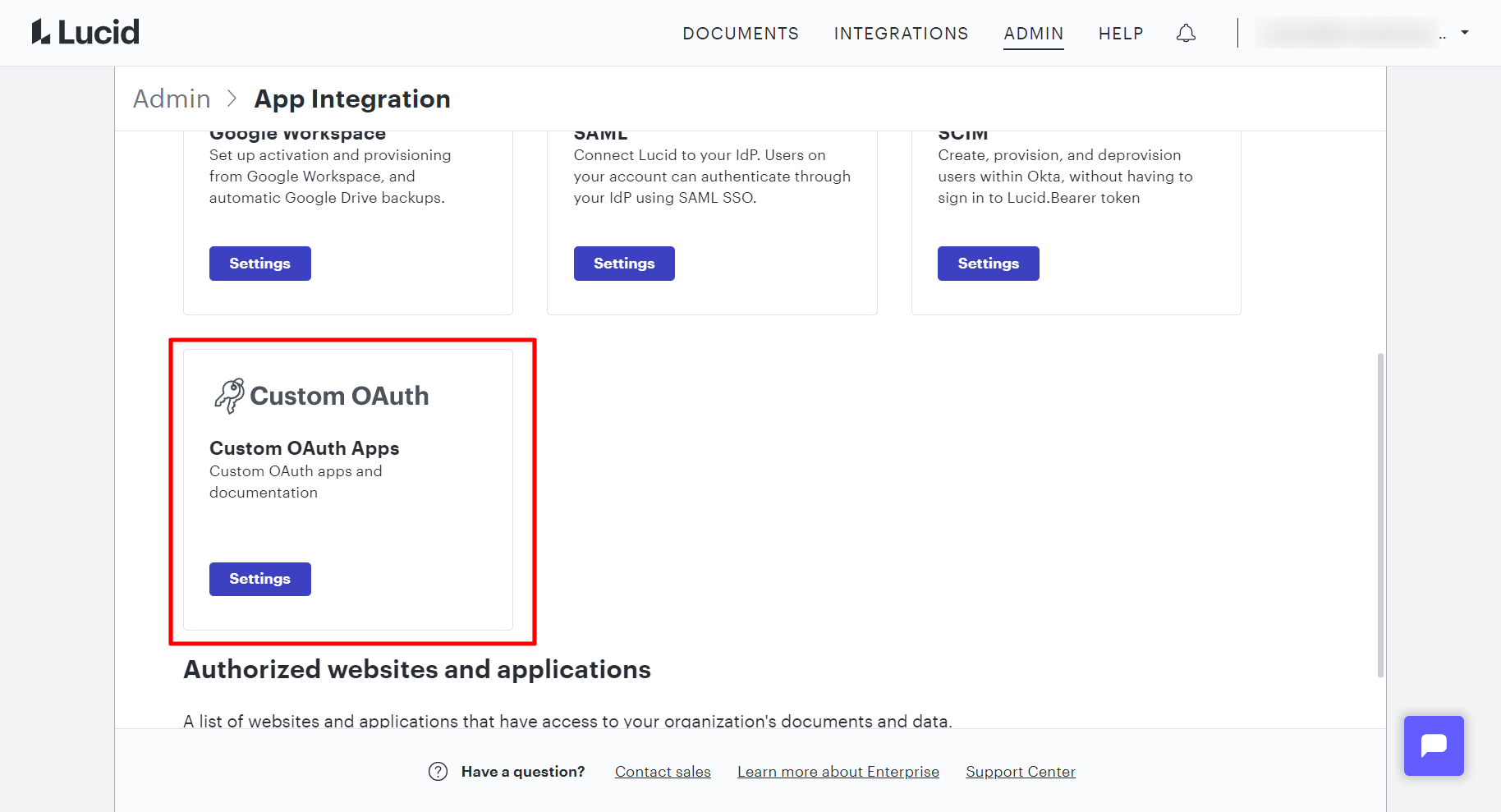 Custom OAuth Settings