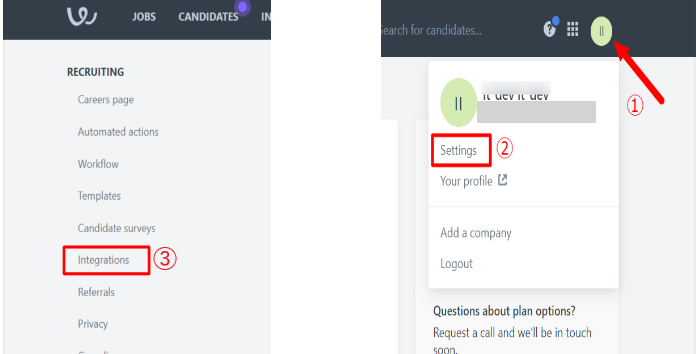 Settings > Integrations > ACCESS TOKEN