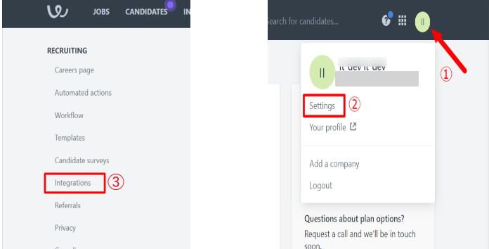 Settings > Integrations > ACCESS TOKEN