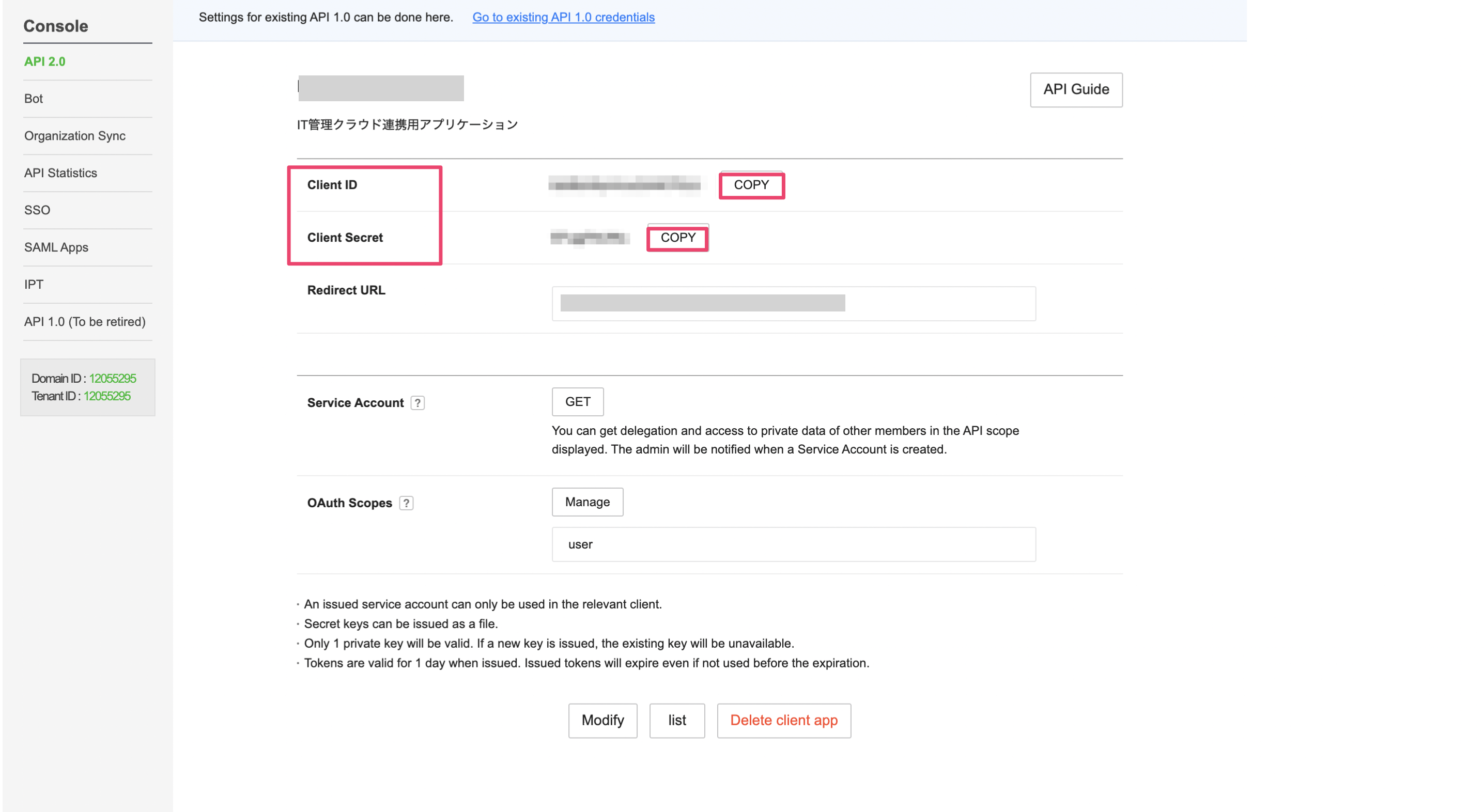 Client ID and Client Secret