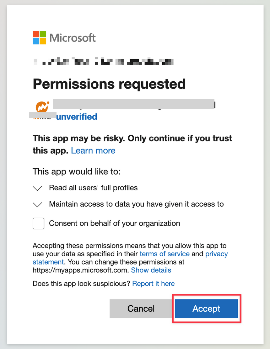 Microsoft Teams access permission screen