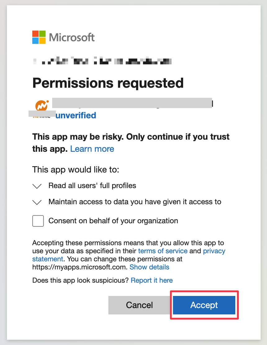 Microsoft Teams access permission screen