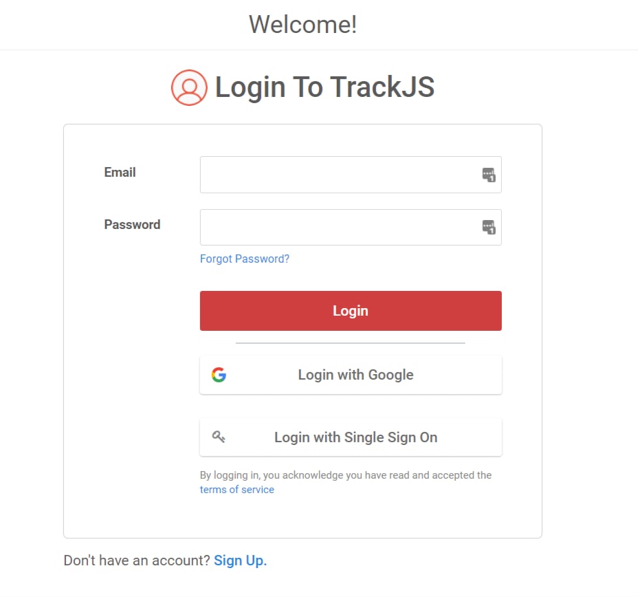 TrackJSログイン画面