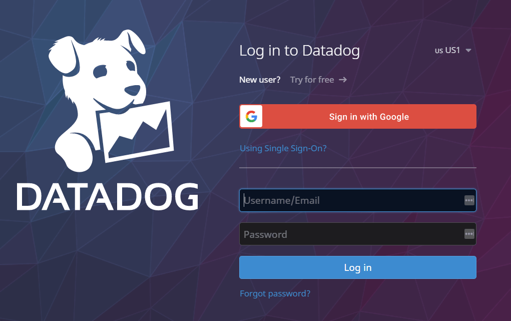 Datadogログイン画面