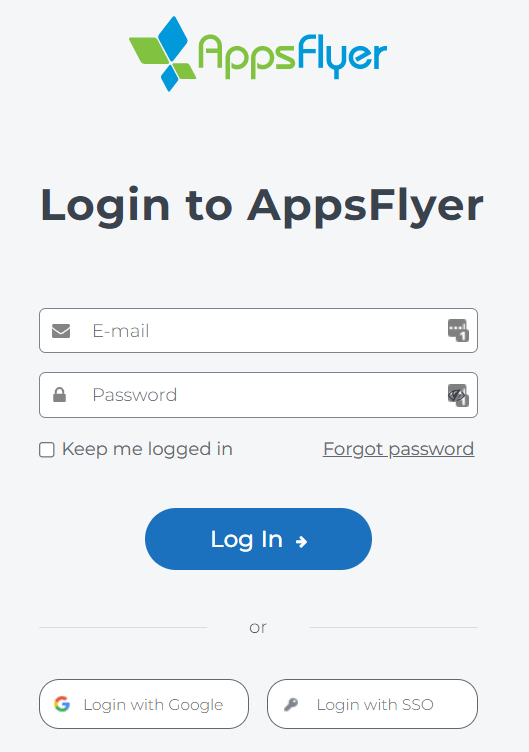 AppsFlyerログイン画面