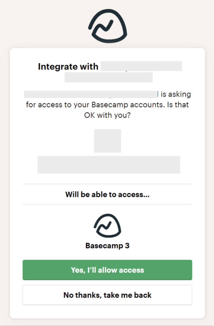 Basecamp許諾画面