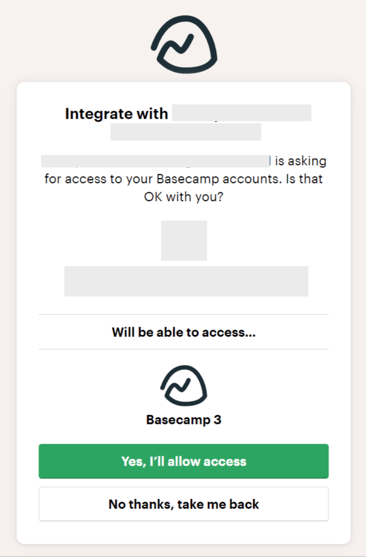 Basecamp許諾画面