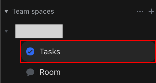 Missive sidebar with Tasks under an organization in Team spaces highlighted