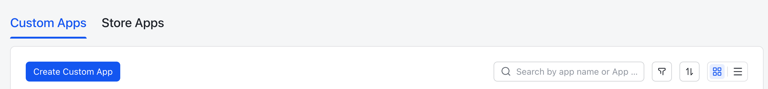 Create Custom App button