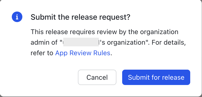 Submit for release confirmation screen