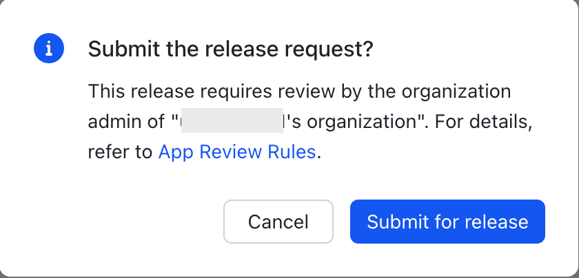 Submit for release confirmation screen
