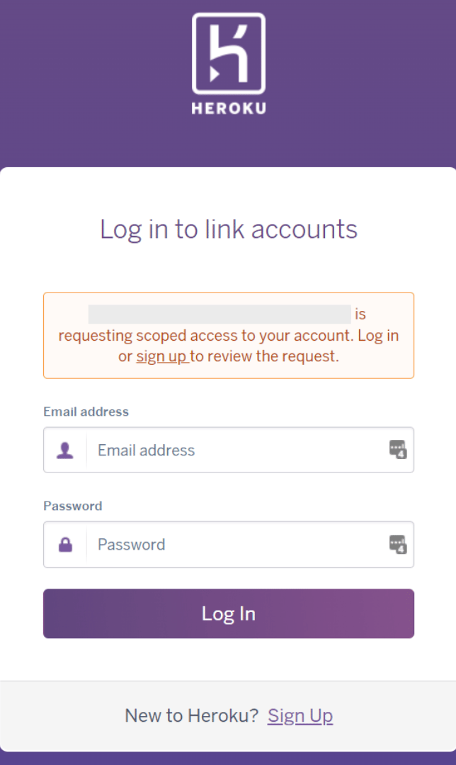 Heroku login screen