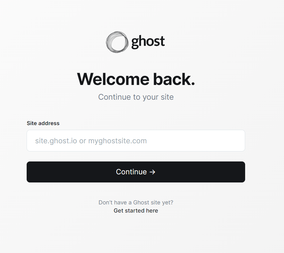 Ghostログイン画面