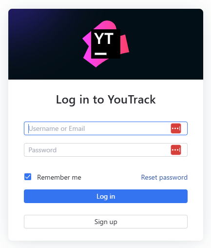 YouTrack ログイン画面