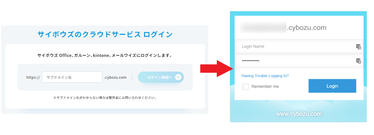 サイボウズログインページ