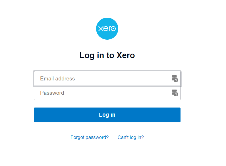Xeroログイン画面