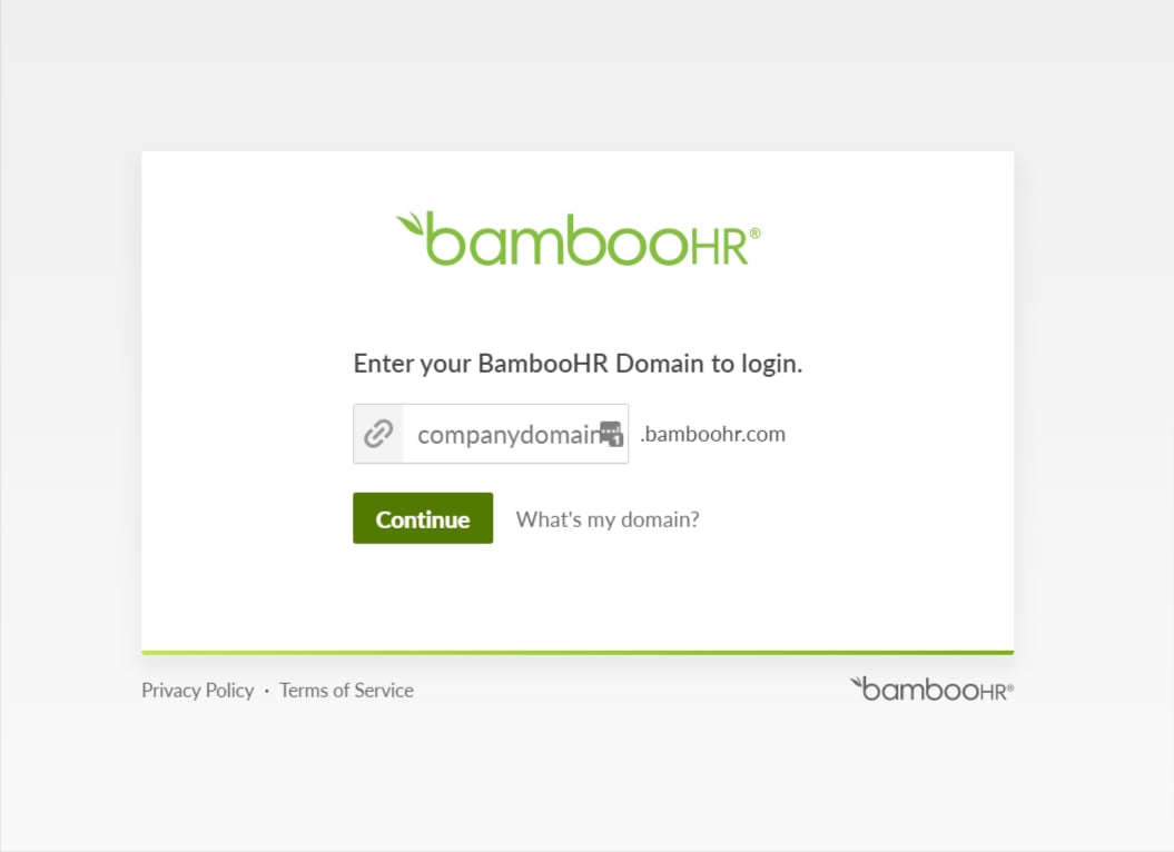 BambooHR ログイン画面