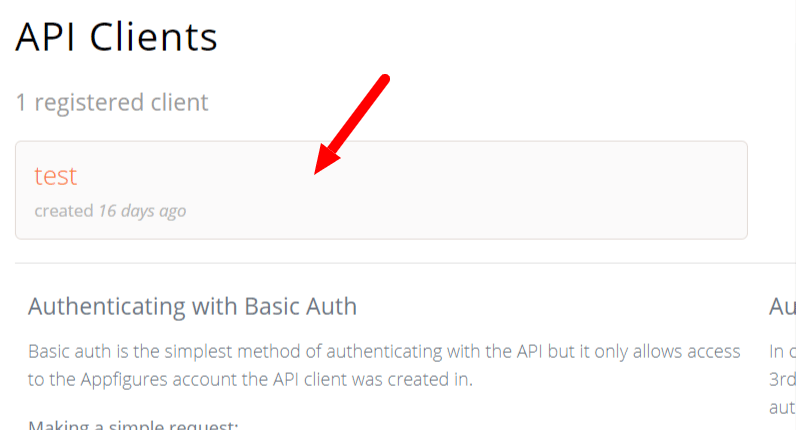 API Clients一覧