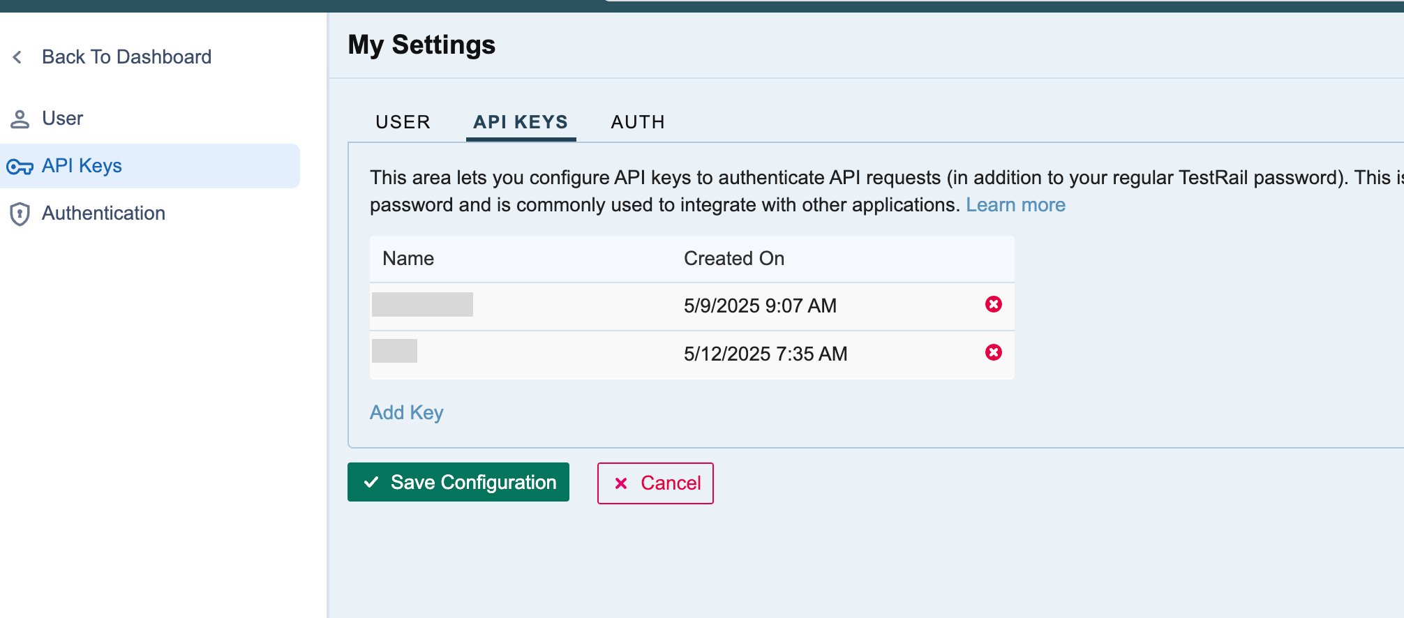 API key creation