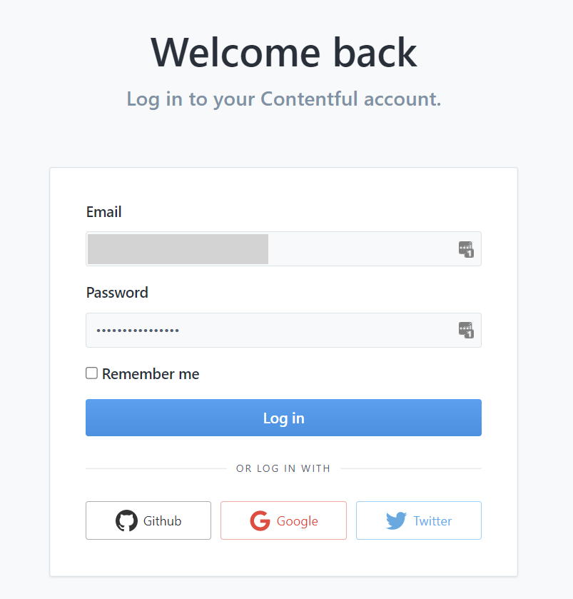 Contentfulログインページ