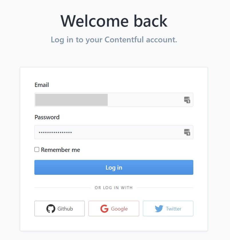 Contentfulログインページ