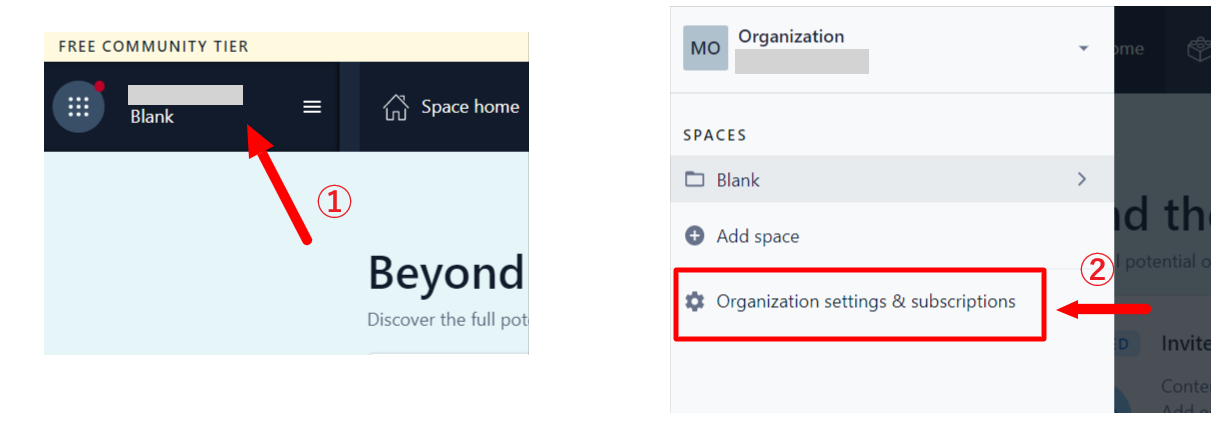 Organization設定メニュー