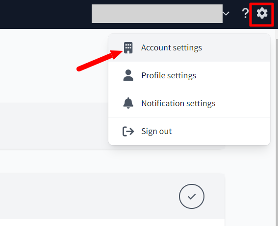 Account settings画面