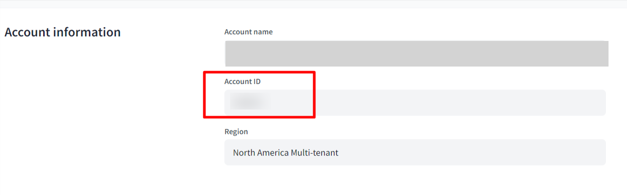 Account ID表示画面