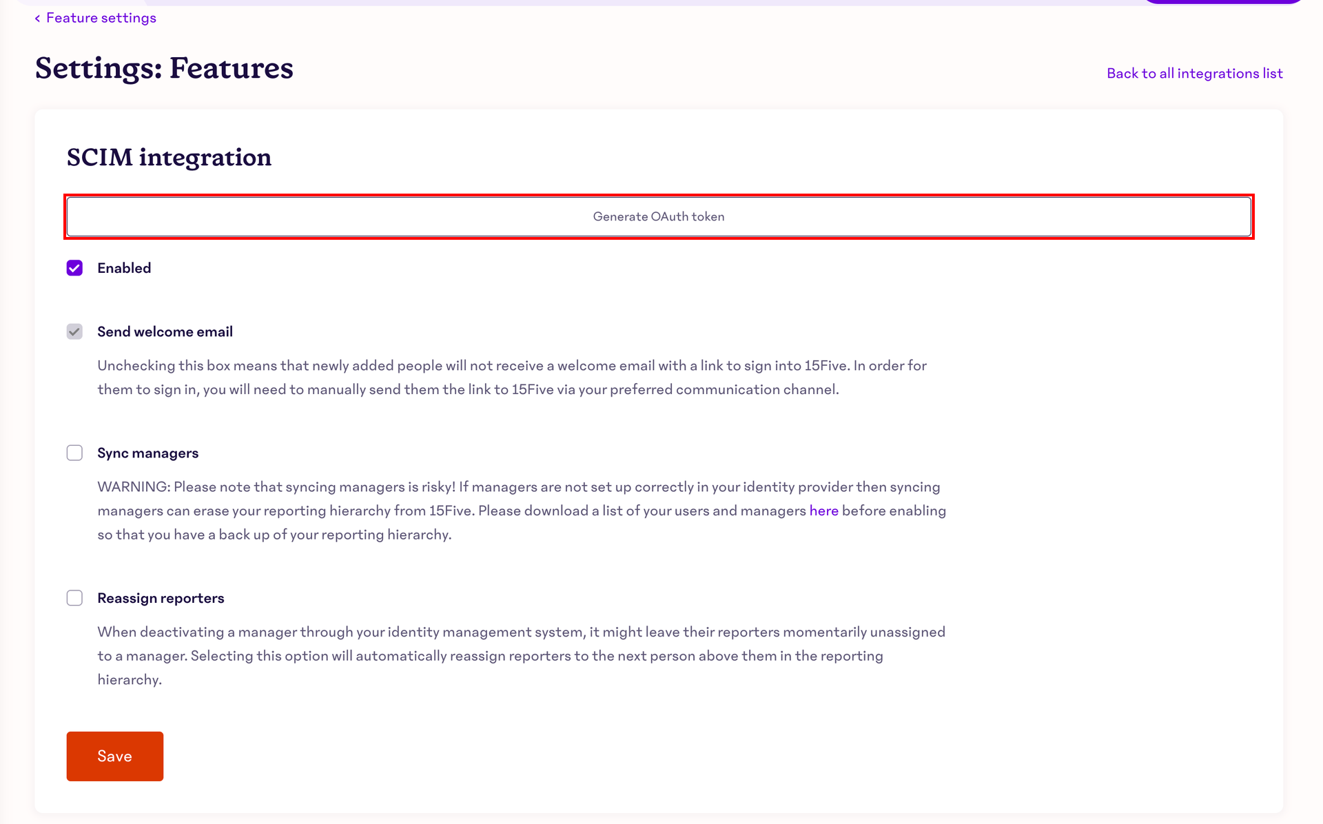 Generate OAuth token screen