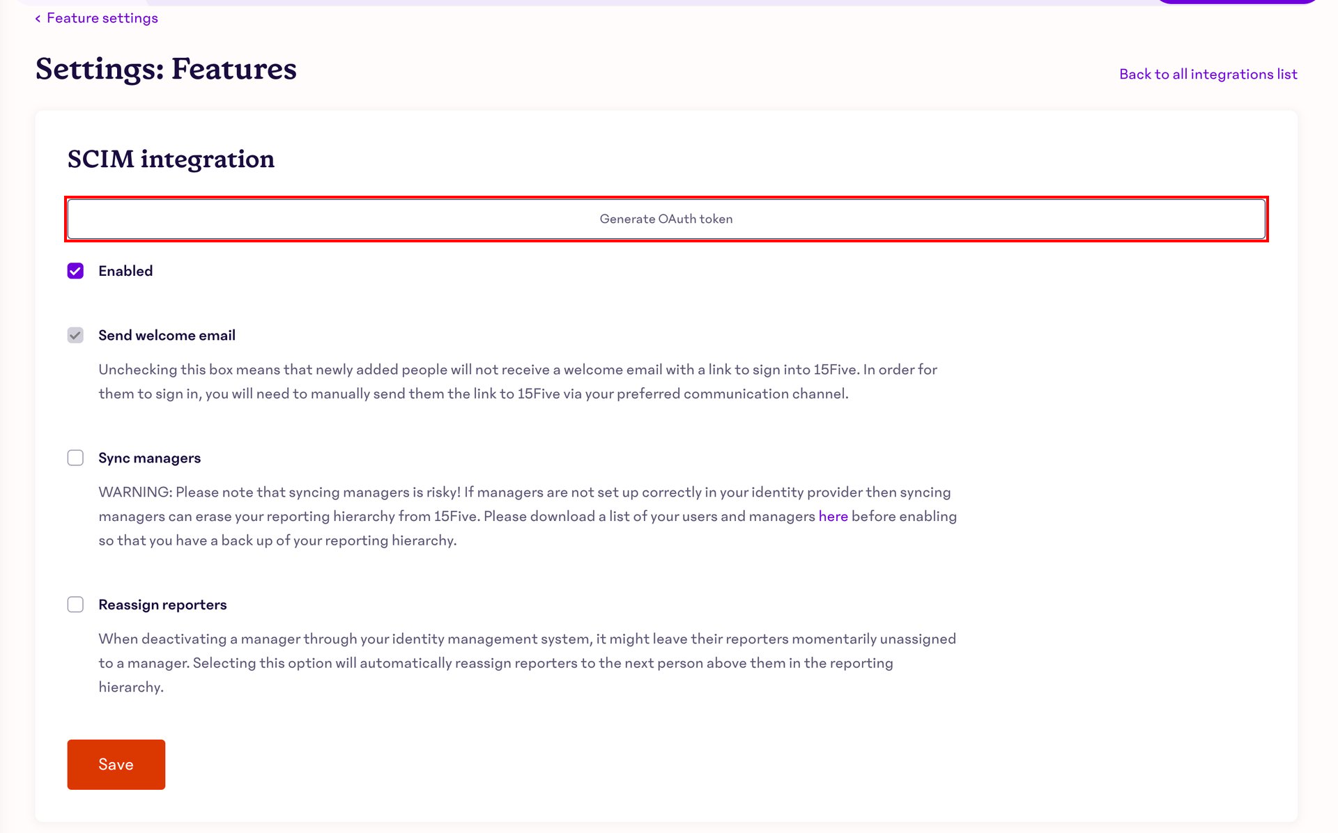 Generate OAuth token screen