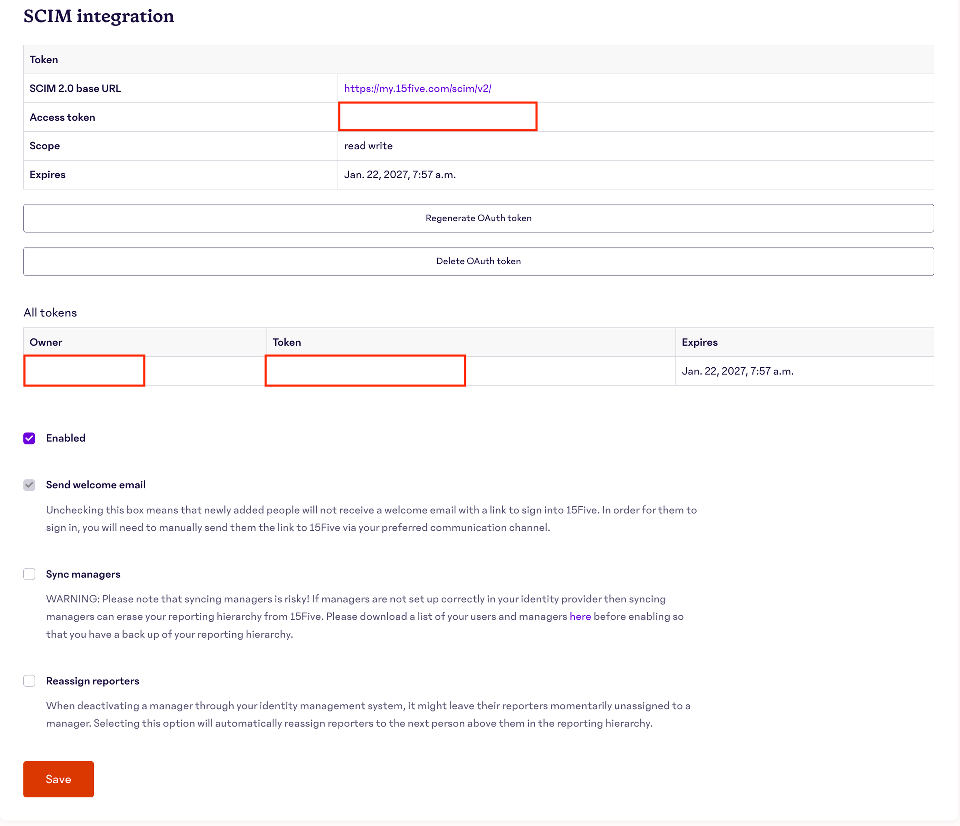 Issued OAuth token