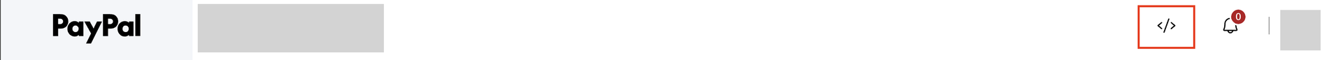 Developer page icon in the top right of the PayPal business dashboard