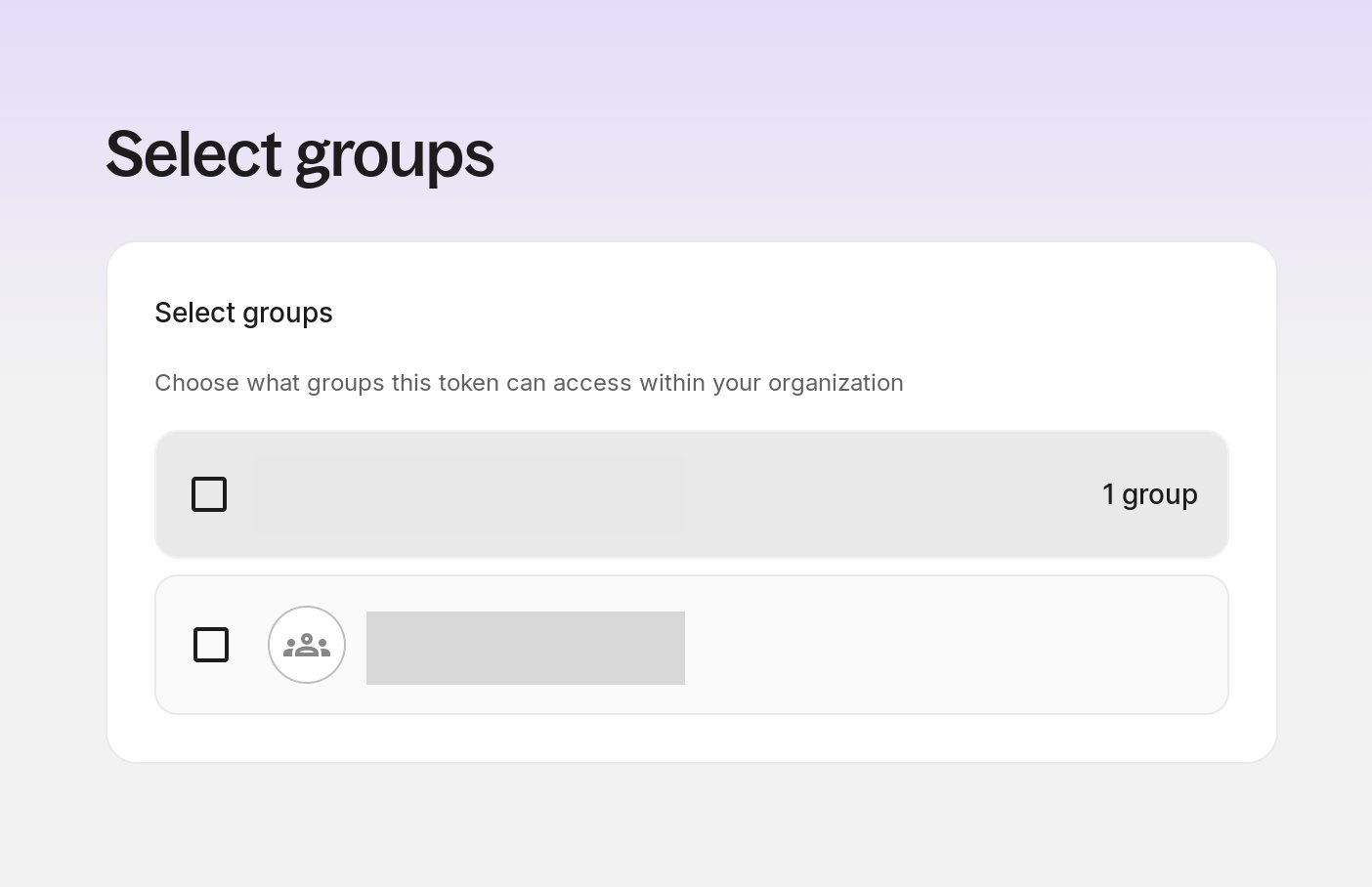 Select groups screen