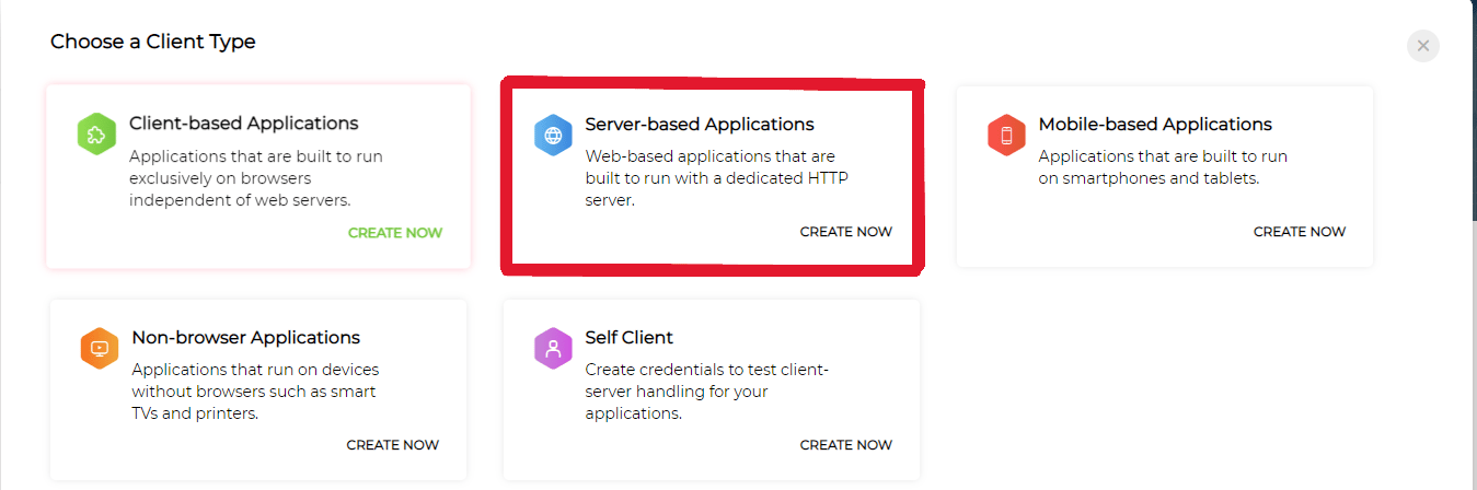 Server-Based Applications選択