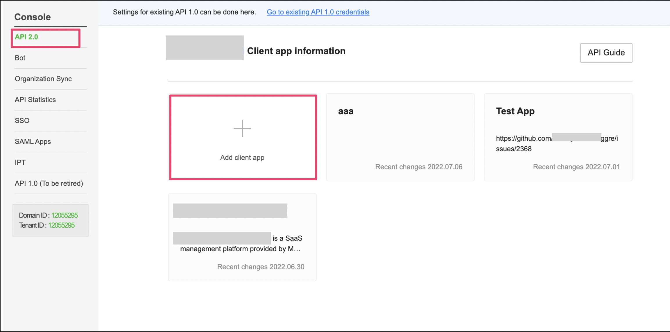Add client appボタン