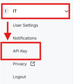 API Key メニュー