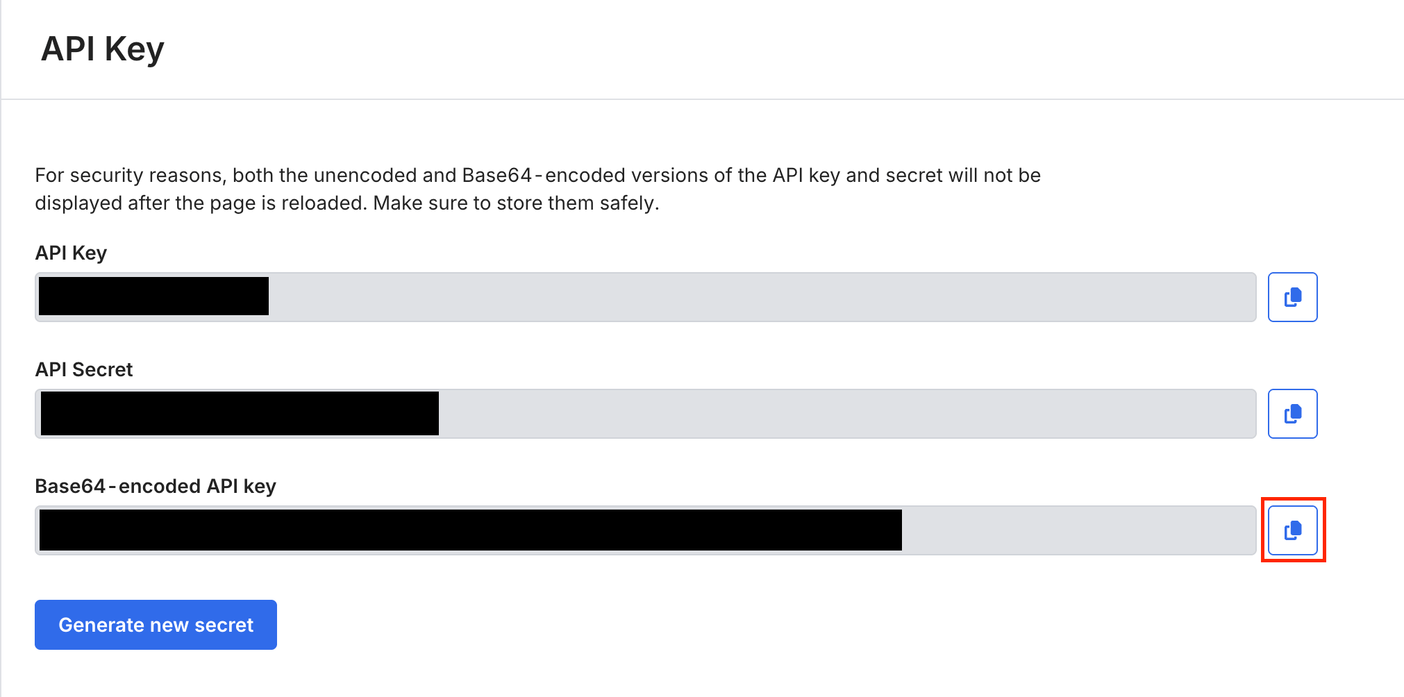 Base64-encoded API key