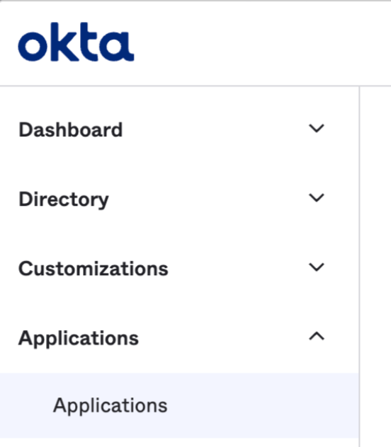 Okta管理画面のApplicationsメニュー