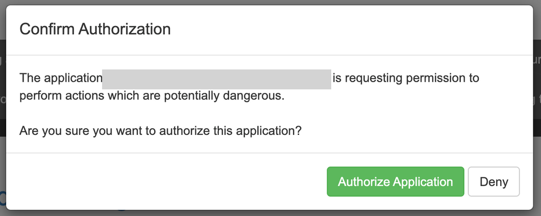 Second authorization screen