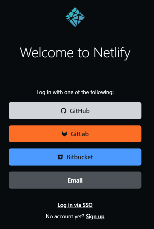Netlify ログイン画面