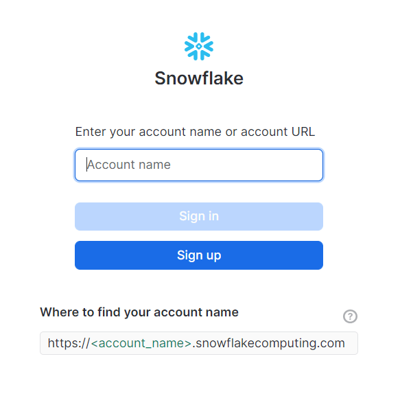 Snowflakeログイン画面