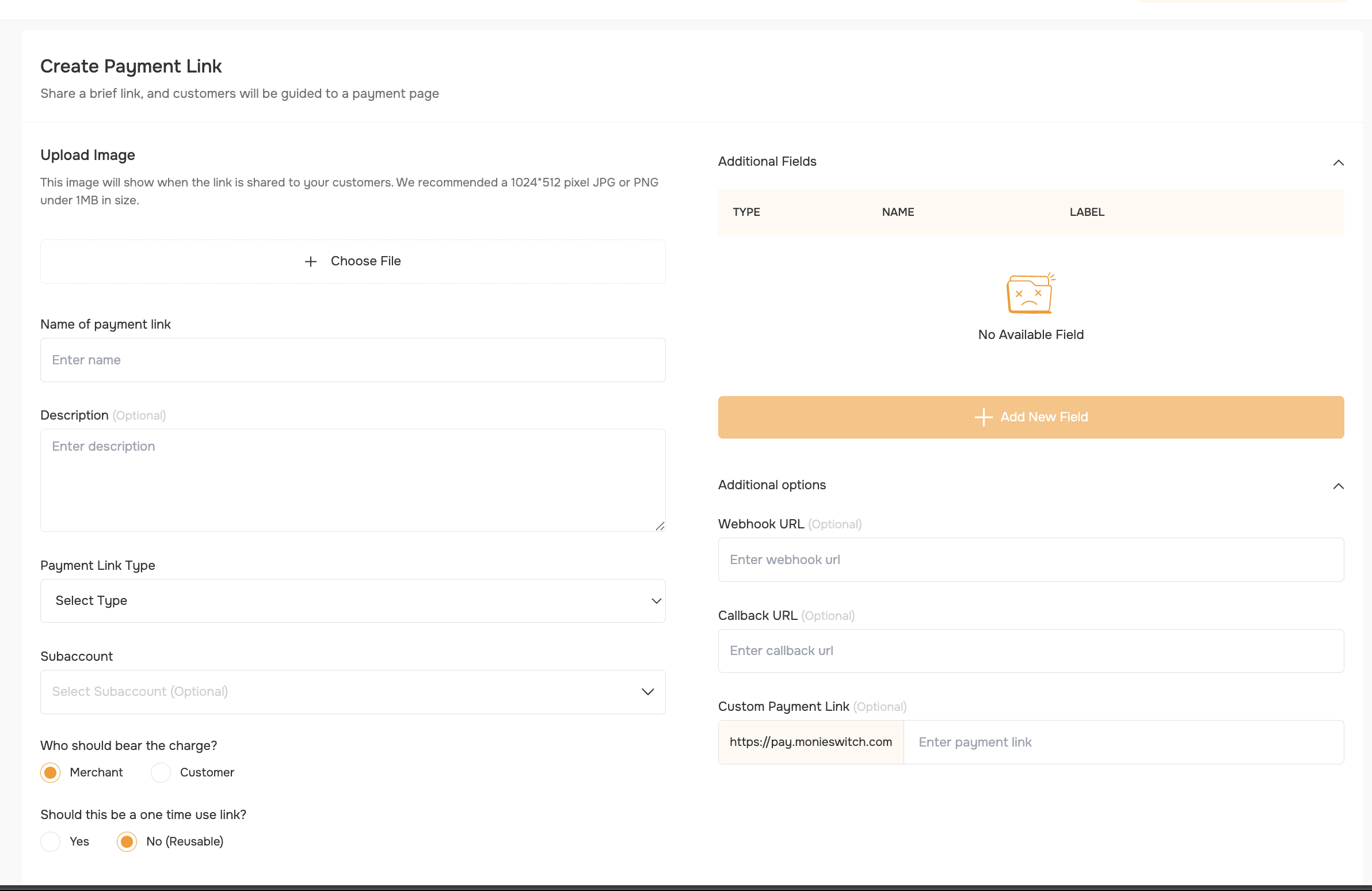Create Payment Link Modal