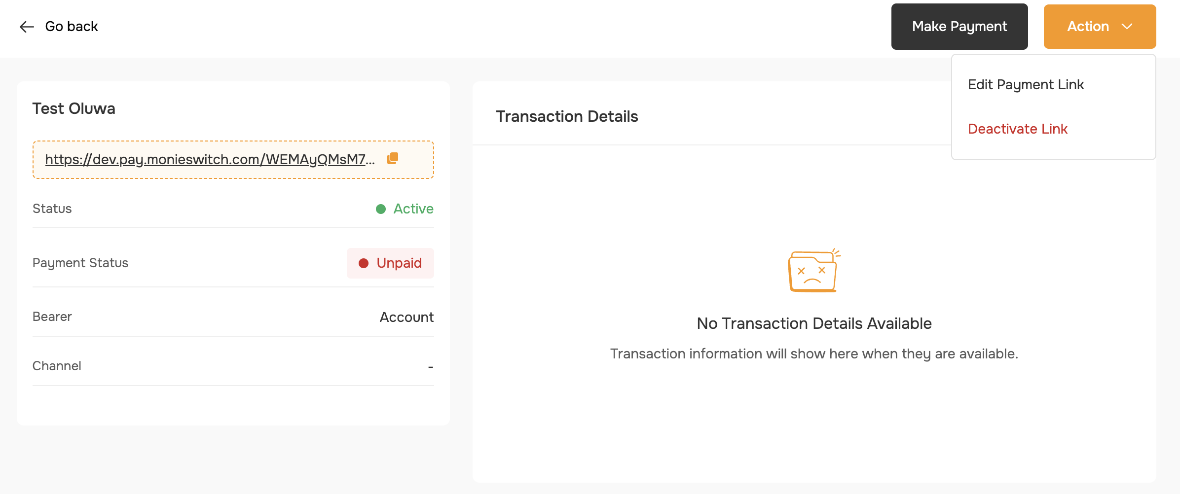 Payment Link UI