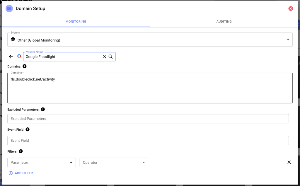 Vendor configuration screen