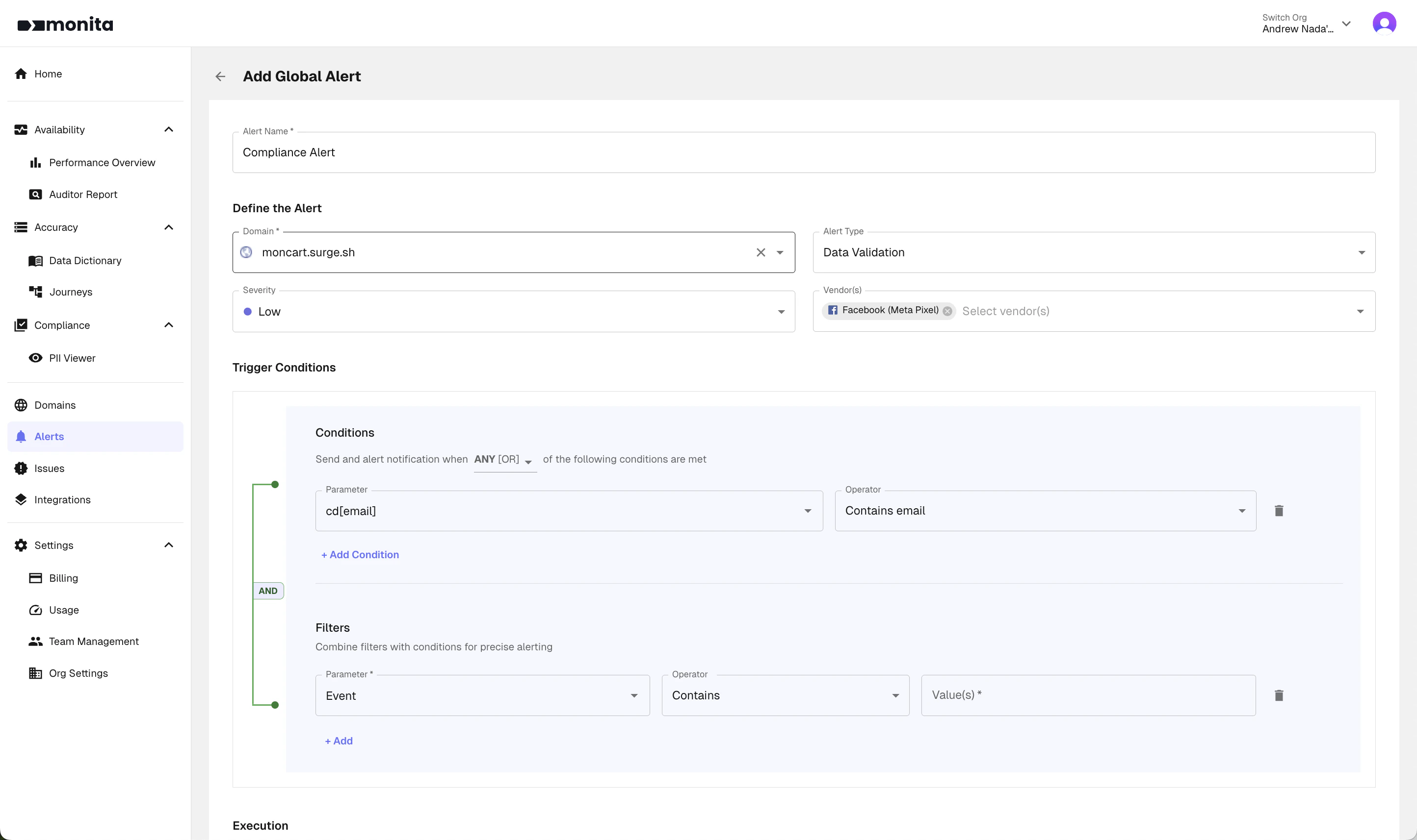 Set up a custom PII alert via Data Validation