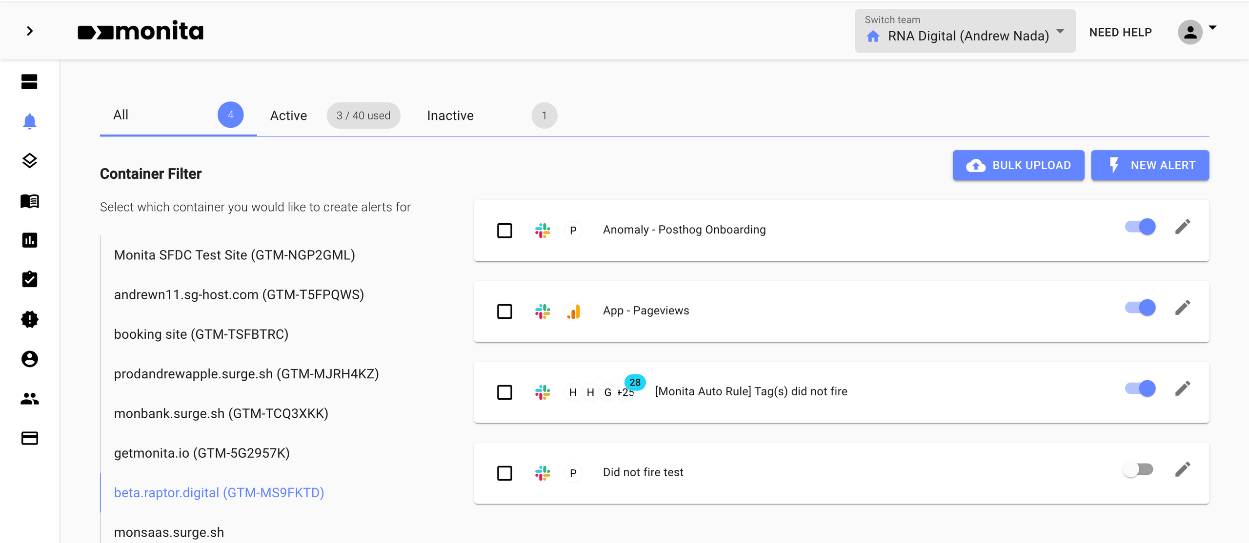 Hover over monitoring card