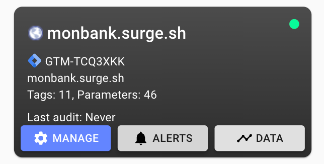 Hover over monitoring card