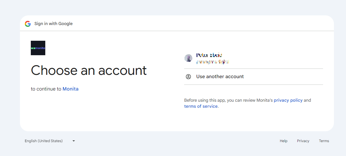 Google account selection